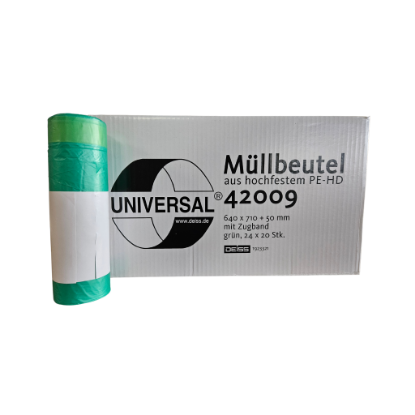Bild von 60 l Müllsäcke mit Zugband – grün – UNIVERSAL® HDPE
